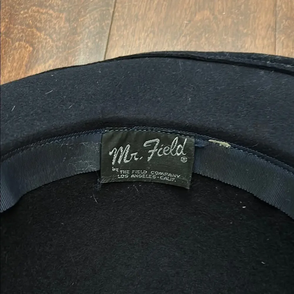 Vintage Dark Navy The Field Company Wool Hat with Grosgrain Band and Bow
